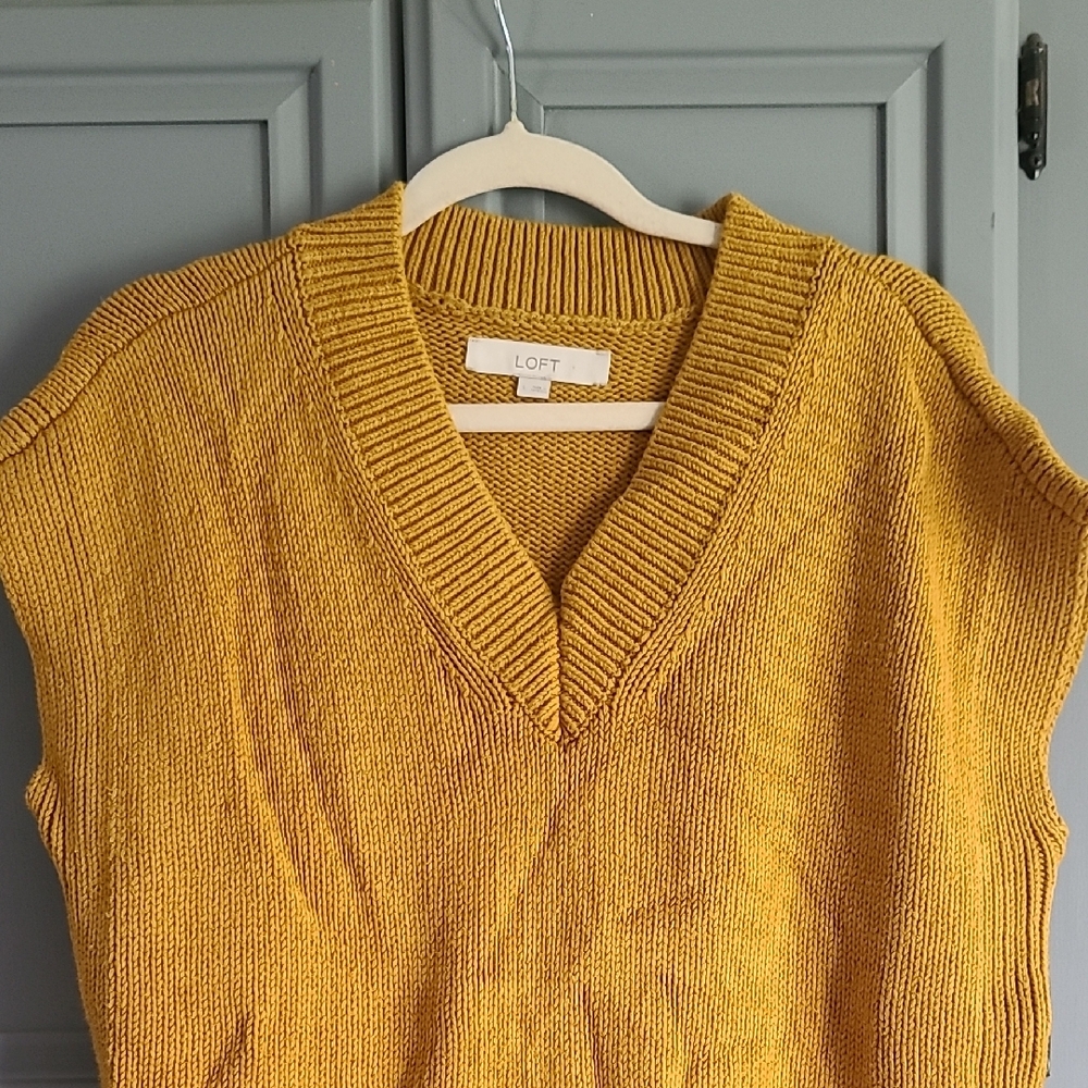LOFT Yellow V-Neck Sweater with Relaxed Fit